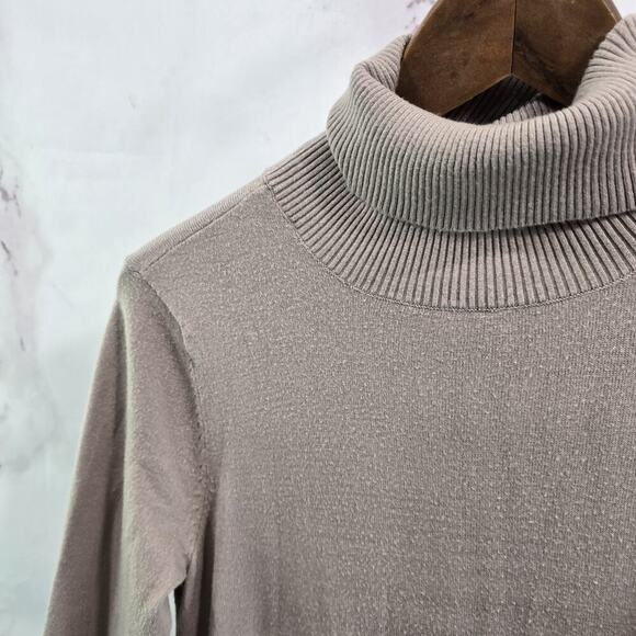 Soft Surroundings Sweater Womens Small Brown Turtleneck Taupe Mushroom Ribbed - Picture 2 of 11
